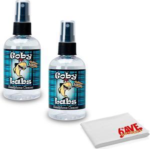 Goby Labs 2-Pack 4 FL OZ Headphone Sanitizing and Cleansing Spray with 6AVE Cleaning Cloth - Compatible with All Headphones