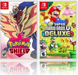 Nintendo Pokemon Shield Bundle with New Super Mario Bros U Deluxe