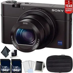 Sony Cyber-Shot III Digital Camera Bundle with 2x 64GB Memory Cards + Carrying Case + More (Intl Model)