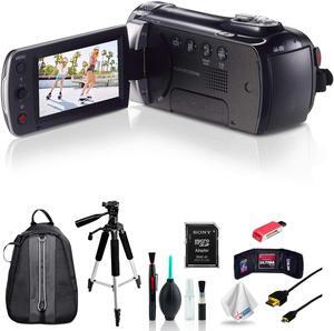 Samsung HMX-F90 Black Camcorder + Full-Size Aluminum Tripod + Deluxe Padded Backpack with Accessories Bundle