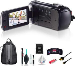Samsung HMX-F90 Black Camcorder + Deluxe Padded Backpack with Accessories Bundle
