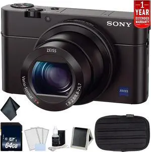 Sony Cyber-Shot III Digital Camera Bundle with 64GB Memory Card + Carrying Case + More (Intl Model)