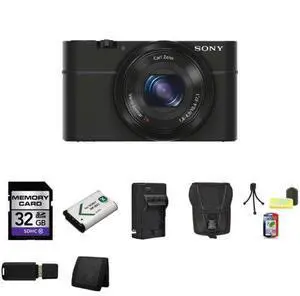 Sony DSC-RX100 Digital Camera + 32GB Memory Card + NP-BX1 Lion Battery + Carrying Case + Mini Tripod Kit + USB SDHC Read