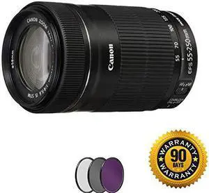 Canon EF-S 55-250mm f/4-5.6 is STM Lens with UV Filter (Renewed)