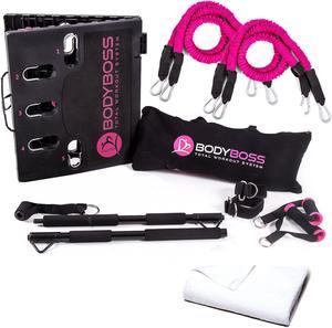 BodyBoss Home Gym 2.0 By 6Ave- Full Portable Gym Home Workout Bundle - PKG4-Pink