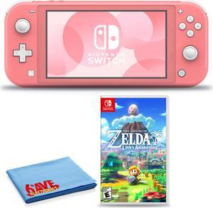 Nintendo Switch Lite (Coral) Bundle with 6Ave Cleaning Cloth and The Legend of Zelda: Links Awakening
