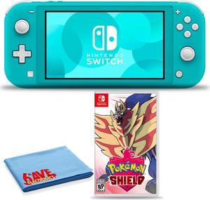 Nintendo Switch Lite Turquoise Bundle with 6Ave Cleaning Cloth  Pokemon Shield