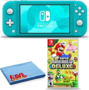 Nintendo Switch Lite Turquoise Bundle with Super Mario Bros U and 6Ave Cloth