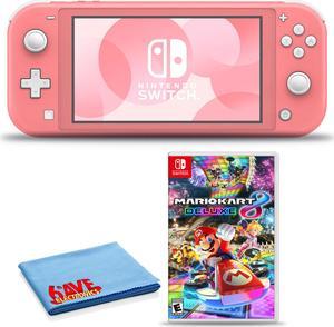 Nintendo Switch Lite (Coral) Bundle with Mario Kart 8 and Cleaning Cloth