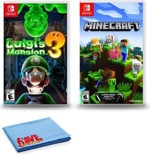 Nintendo Switch Luigis Mansion 3 Bundle with Minecraft and Cleaning Cloth