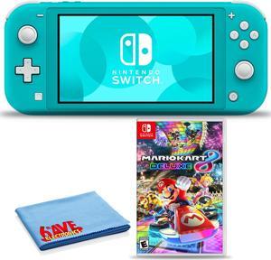 Nintendo Switch Lite Turquoise Bundle with Mario Kart 8 and Cleaning Cloth