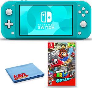 Nintendo Switch Lite Turquoise Bundle with Super Mario Odyssey and 6Ave Cloth