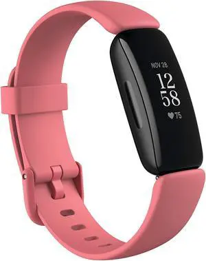 Fitbit Inspire 2 Health & Fitness Tracker, Black/Rose, (S & L Bands Included)