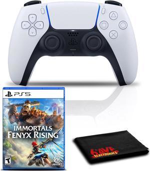 PlayStation 5 DualSense Wireless Controller (White) Bundle with Immortals Fenyx Rising