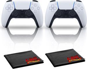 PlayStation 5 DualSense Wireless Controller (White) Two Pack Bundle with Cleaning Cloth