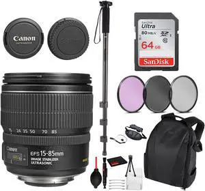 Canon EF-S 15-85mm f/3.5-5.6 IS USM Lens (3560B002) Essential Bundle for Canon EOS - International Model No Warranty