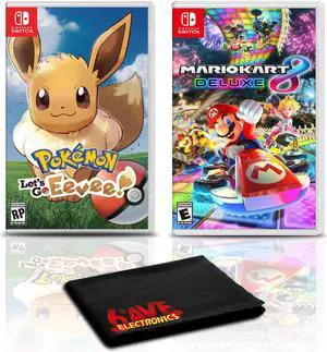 Pokemon: Let's Go, Eevee! and Mario Kart 8 Deluxe - 2 Games For Nintendo Switch Pokemon: Let's Go, Eevee! and Mario Kart 8 Deluxe - 2 Games For Nintendo Switch