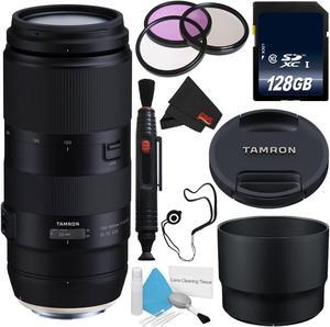 Tamron 100-400mm f/4.5-6.3 Di VC USD Lens for Canon EF AFA035C-700 (International Model) + 67mm 3 Piece Filter Kit + 128GB SDXC Class 10 Memory Card + Deluxe Cleaning Kit + Lens Cap Keeper Bundle