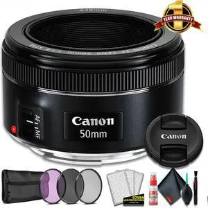 Canon EF 50 F 1.8 STM Lens Camera Lens (International Model) + 3 Pcs Filter Kit + Cleaning Kit