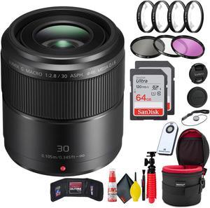 Panasonic Lumix G Macro 30mm f/2.8 ASPH Mega O.I.S Lens + Accessories Pro Bundle