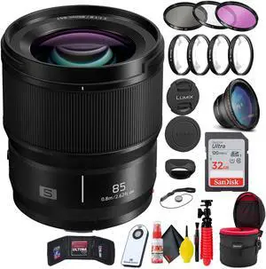 Panasonic Lumix S 85mm f/1.8 Lens + Accessories Bundle Base Bundle