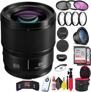 Panasonic Lumix S 85mm f/1.8 Lens + Accessories Bundle Pro Bundle