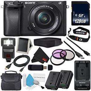 Refurbished Sony Alpha a6300 Mirrorless Digital Camera with 1650mm Lens International Model No Warranty  NPFW50 Replacement Lithium Ion Battery  External Rapid Charger  128GB Class 10 Memory Card Bundle