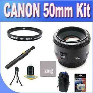 Canon EF 50mm f1.8 Standard & Medium Telephoto Lens for Canon SLR Cameras + UV Filter + Lens Pouch + Microfiber Cleaning