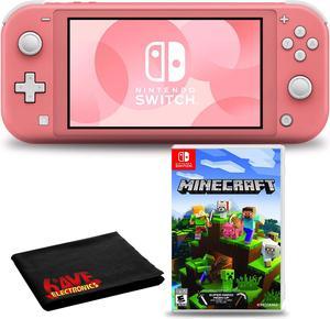 Nintendo Switch Lite Coral Bundle with Minecraft and 6Ave Cleaning Kit