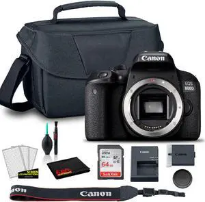 Canon EOS 800D DSLR Camera (Body Only) (1894C001AA) +  EOS Bag +  Sandisk Ultra 64GB Card + Clean and Care Set (International Model)