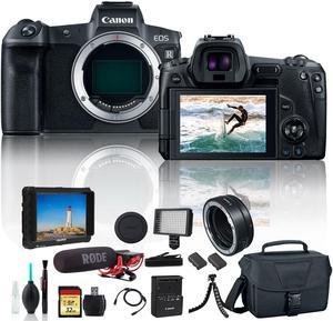 Canon EOS R Mirrorless Digital Camera 3075C002 With Extra Battery, Canon EF Mount Adapter, Canon Bag, 32GB Memory Card, Rode Mic, LED Light, External 4K Monitor and More