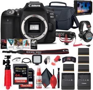 Canon EOS 90D DSLR Camera (Body Only) (3616C002) + 4K Monitor + Mic + More
