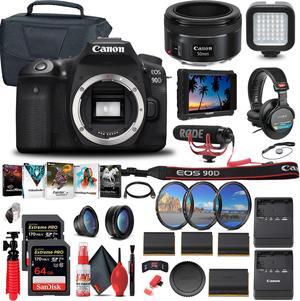 Canon EOS 90D DSLR Camera (Body Only) (3616C002) + 4K Monitor + EF 50mm + More