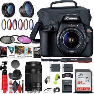 Canon EOS Rebel T100 / 4000D DSLR Camera with 18-55mm Lens + EF 75-300mm + More