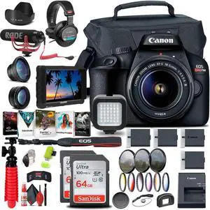 Canon EOS Rebel T100 / 4000D DSLR Camera with 18-55mm Lens + 4K Monitor + More