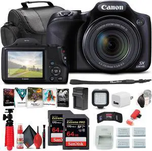 Canon PowerShot SX530 HS Digital Camera (9779B001) + 2 x 64GB Cards + More