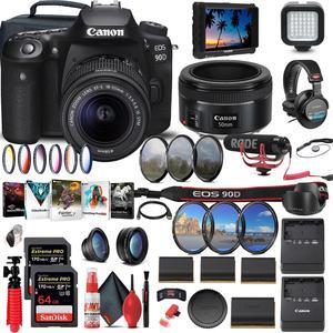 Canon EOS 90D DSLR Camera with 18-55mm Lens (3616C009) + 4K Monitor + More