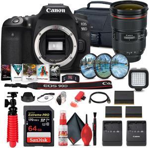 Canon EOS 90D DSLR Camera (Body Only) (3616C002) + Canon EF 24-70mm Lens + 64GB