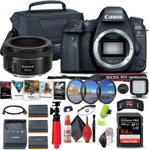 Canon EOS 6D Mark II DSLR Camera (1897C002) + Canon EF 50mm Lens All in One Bundle