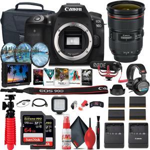 Canon EOS 90D DSLR Camera (Body Only) (3616C002) + 4K Monitor + Canon EF 24-70mm