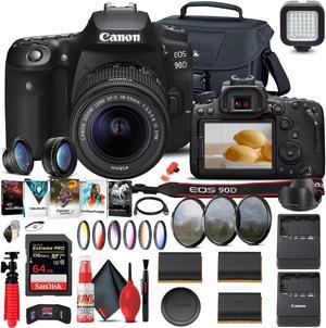 Canon EOS 90D DSLR Camera with 18-55mm Lens (3616C009) + 64GB Memory Card + More