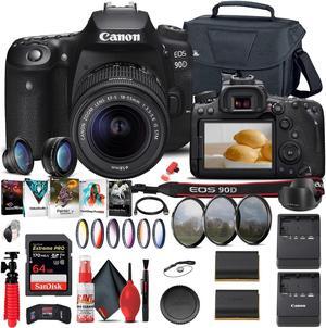 Canon EOS 90D DSLR Camera with 18-55mm Lens (3616C009) + 64GB Memory Card + More