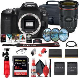 Canon EOS 90D DSLR Camera (Body Only) (3616C002) + Canon EF 24-70mm Lens Advanced Bundle