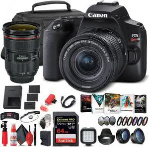 Canon EOS Rebel SL3 DSLR Camera with 18-55mm Lens (Black) (3453C002) Extra Battery Bundle