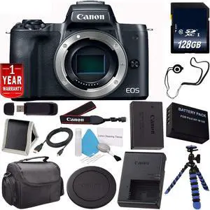 6Ave Canon EOS M50 Mirrorless Digital Camera (Black) (International Model) + LP-E12 Replacement Lithium Ion Battery + 12