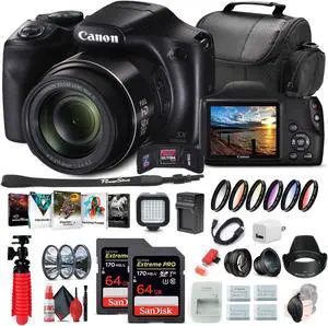 Canon PowerShot SX540 HS Digital Camera (1067C001) + 2 x 64GB Card + More