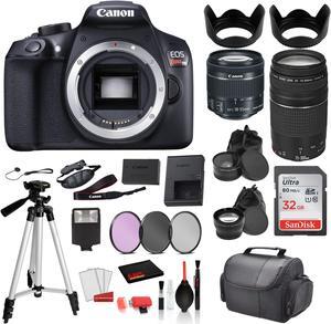 Canon EOS Rebel T6 Digital SLR Camera WITH 18-55mm Lens +EF 75-300mm Lens   SanDisk 32gb SD Card + 3PC Filter Kit + MORE