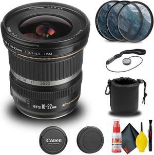 Canon EF-S 10-22mm f/3.5-4.5 USM Lens (9518A002) + Filter + Lens Pouch + More