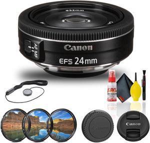 Canon EF-S 24mm f/2.8 STM Lens (9522B002) + Filter Kit + Cap Keeper Base Bundle