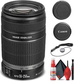 Canon EF-S 55-250mm f/4-5.6 IS II Lens (5123B006) + Filter + Cap Keeper + More